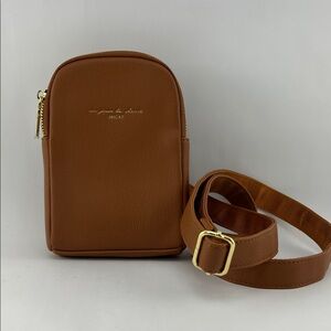 Nica Tan Faux-Leather Belt Bag with Gold Hardware